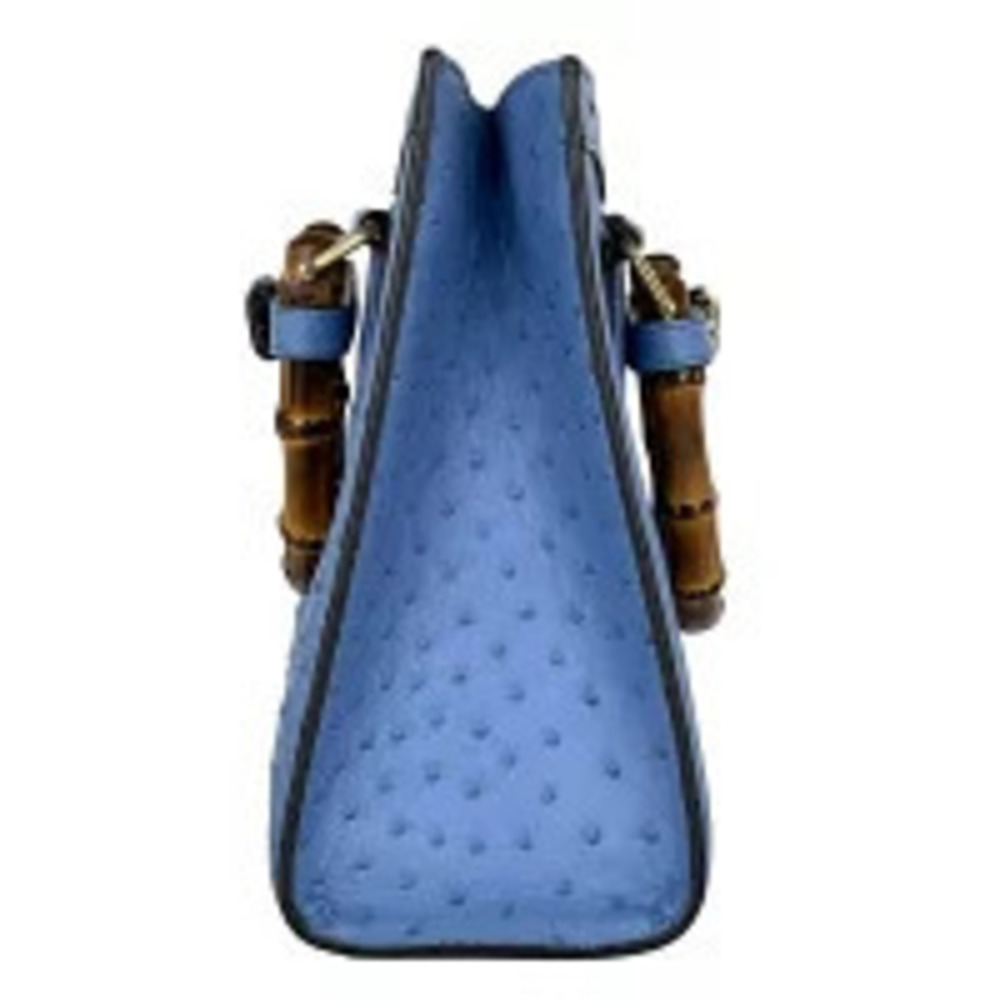 Gucci Marmont GG GG Tote Bag Double Bamboo Blue Diana Ostrich